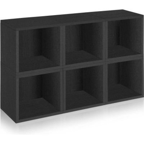 Way Basics Way Basics Stackable Modular Storage 6 Cubes, Black PS-MC-6-BK